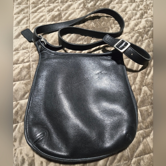 Vintage Coach leather Hippie Flap Bag Crossbody Saddle Purse in Black Style 9135 - Picture 3 of 8